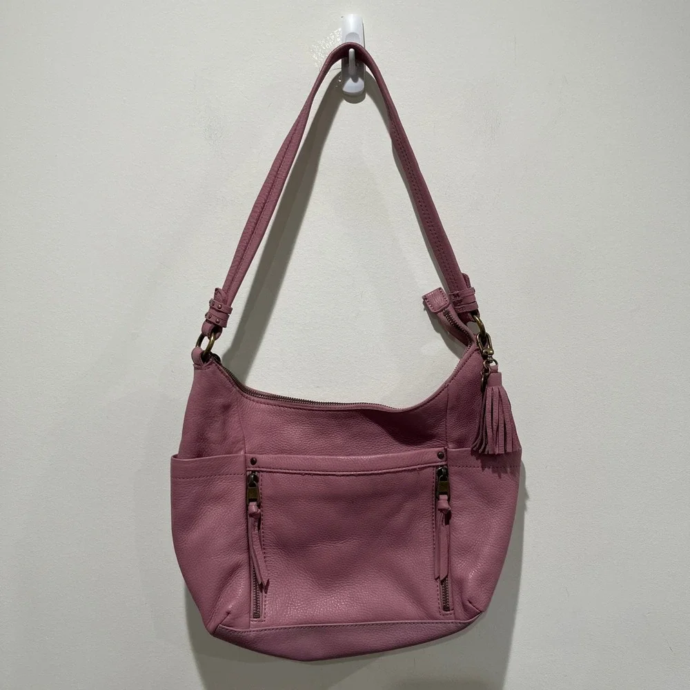 The Sak Collective Shoulder Bag Hobo Medium Purple Leather Tassel Boho Chic